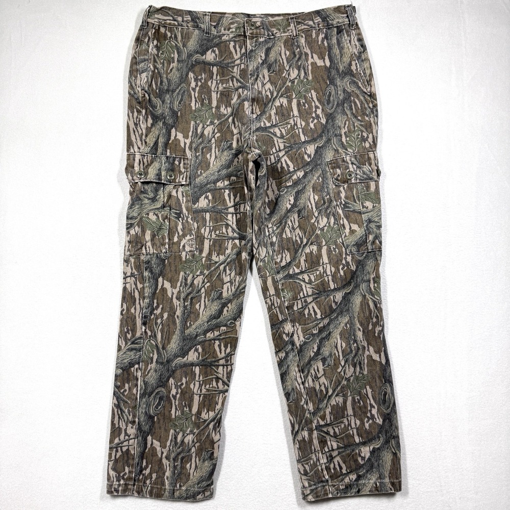Vintage Mossy Oak Treestand Camo Cargo Pants Mens XL Made in USA 90s Hunting